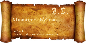 Nimberger Dénes névjegykártya